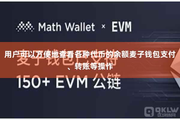 用户可以方便地查看各种代币的余额麦子钱包支付、转账等操作
